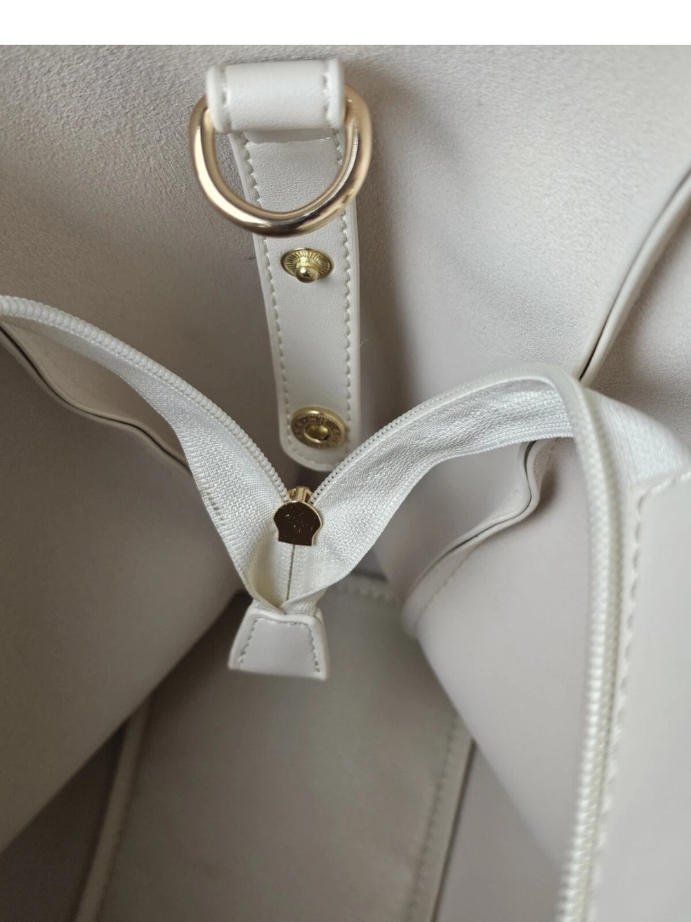 Cream Tote Purse Tassel Yani J'Adore Women 17"X14" Soft Faux Leather Gold Accent - Picture 14 of 16